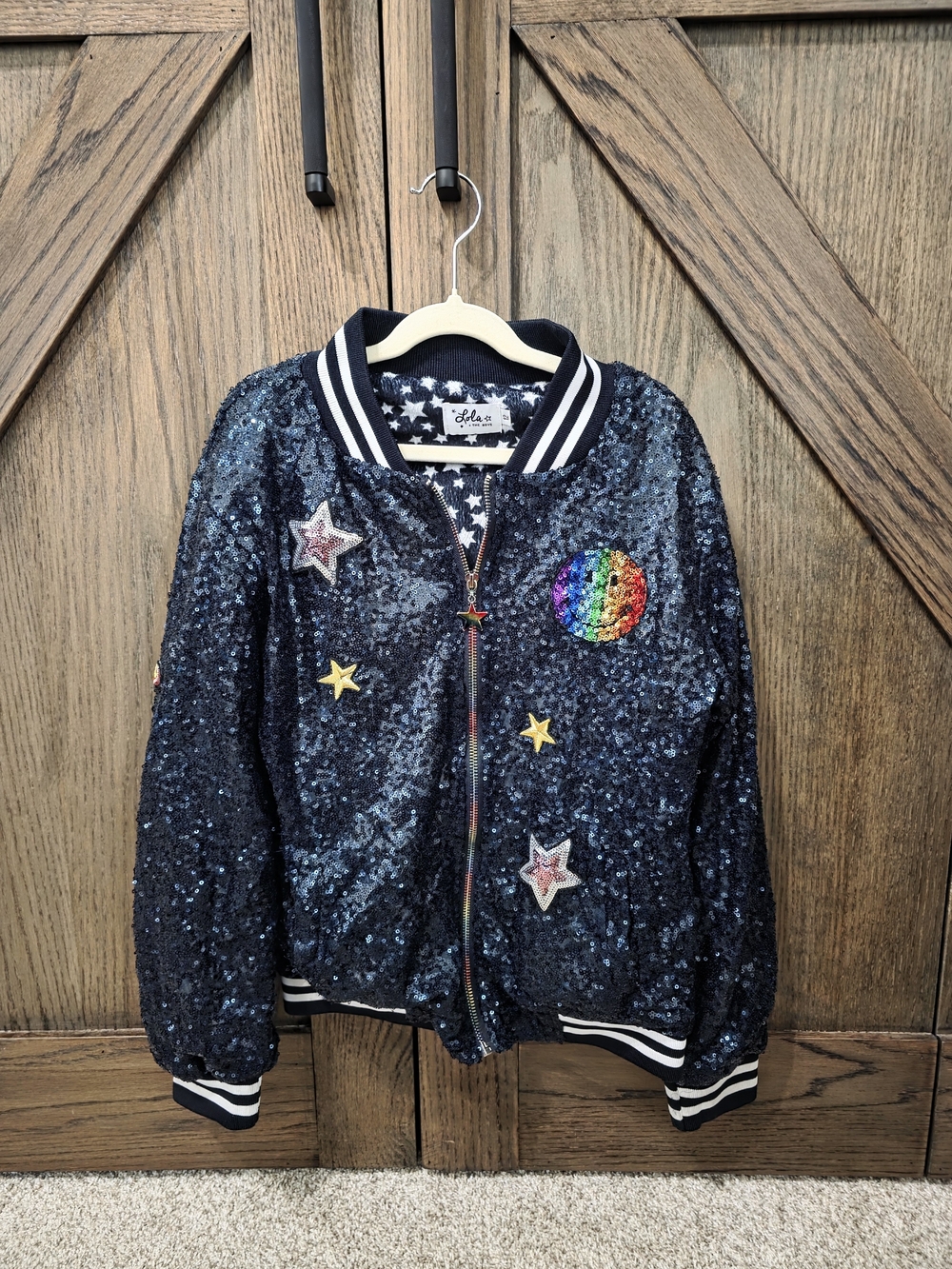 Lola + The Boys Sequin Bomber Jacket - Picture 1 of 4